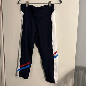 CHAMPION, 3/4 length leggings, with pockets!, like new, red, white, & navy blue